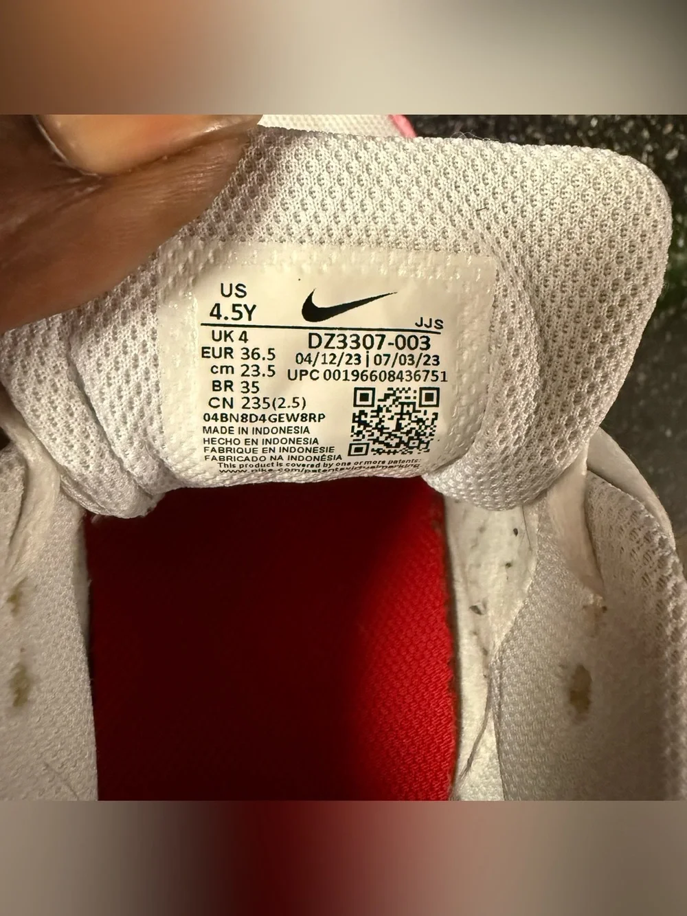 Nike White and Red Air Max 1 Sneakers Size 6 Women